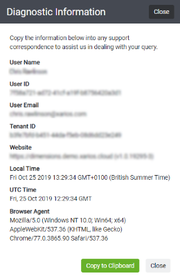Support Diagnostic Info